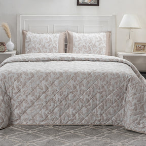 Tranquil Serenity Tropical Texture Neutral Quilt/Quilted Bed Cover