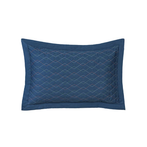 Indigenous Artisan Art Deco Diamond Quilted Blue 2Pc Pillow Sham Set