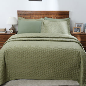 Indigenous Artisan Art Deco Diamond Summer AC Quilt/Quilted Bed Cover Green