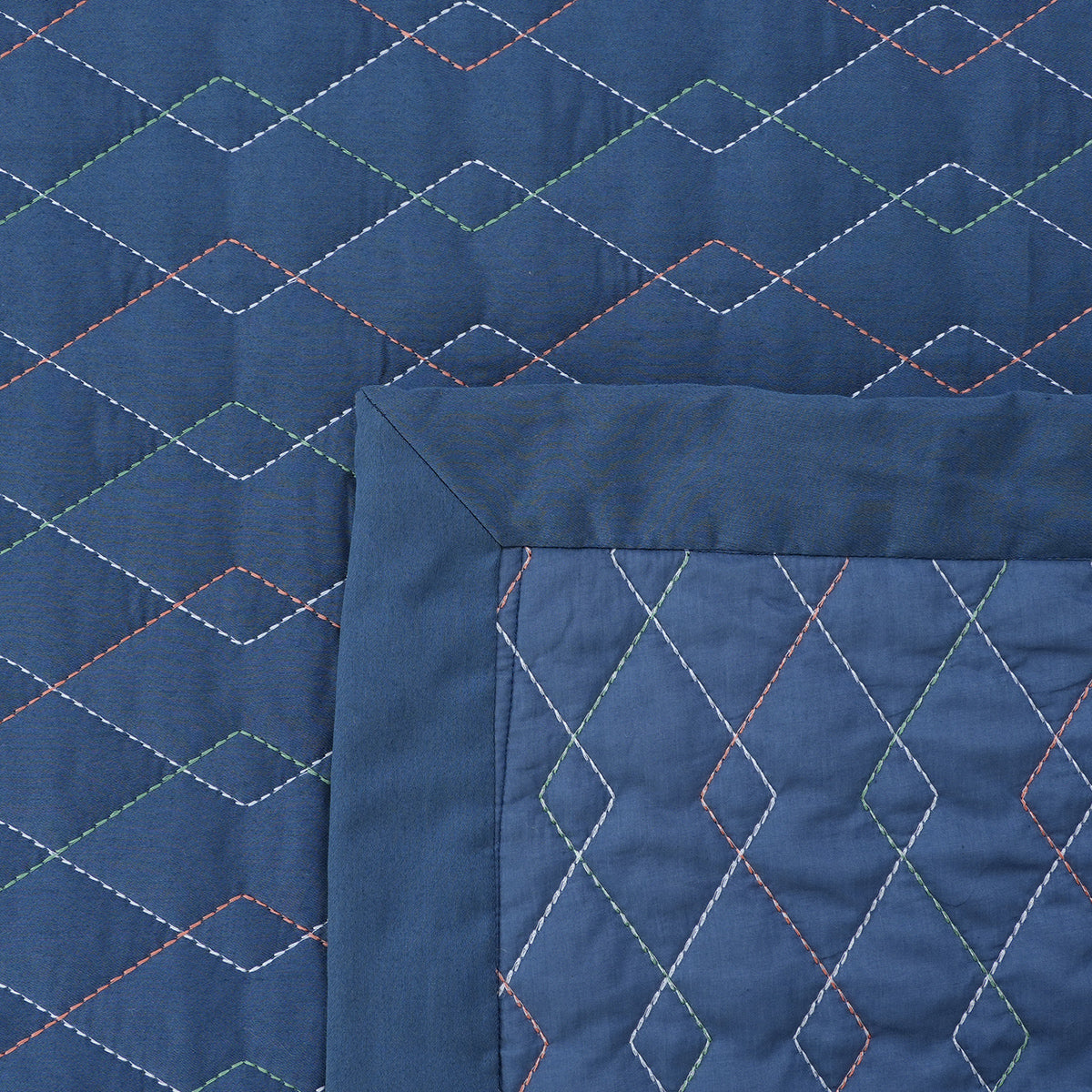 8Pcs Quilt/Quilted Bed Cover Set Art Deco Diamond Blue