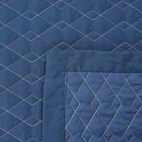 8Pcs Quilt/Quilted Bed Cover Set Art Deco Diamond Blue