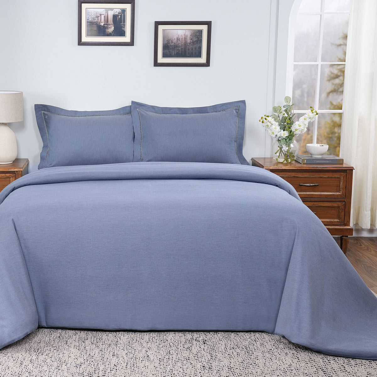 Emmie Made With Egyption Cotton Ultra Soft Blue Duvet Cover with Pillow Case