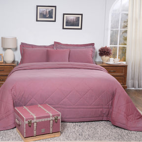 8Pc Emmie 100% Cotton Yarn Dyed Melange Red Quilt Set