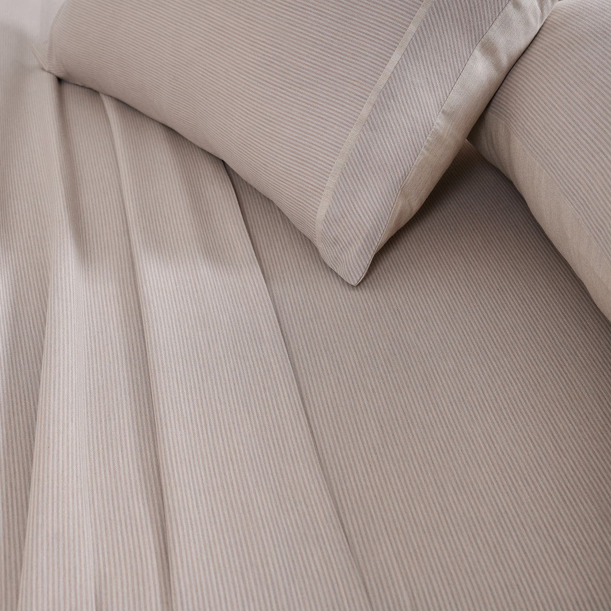 Pin Stripe Made With Egyption Cotton Ultra Soft Beige Bed Sheet with Pillow Case