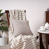 Pin Stripe Made With Egyption Cotton Ultra Soft Beige Cushion Cover