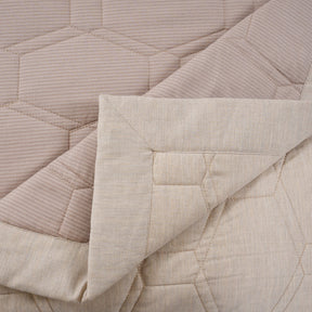 8Pc Pin Stripe 100% Cotton Yarn Dyed Textured Beige Quilt Set