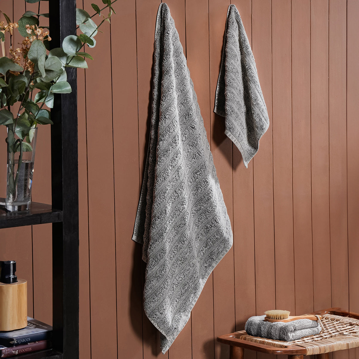 Mellow Mesh Premium distressed Grey Towel Set