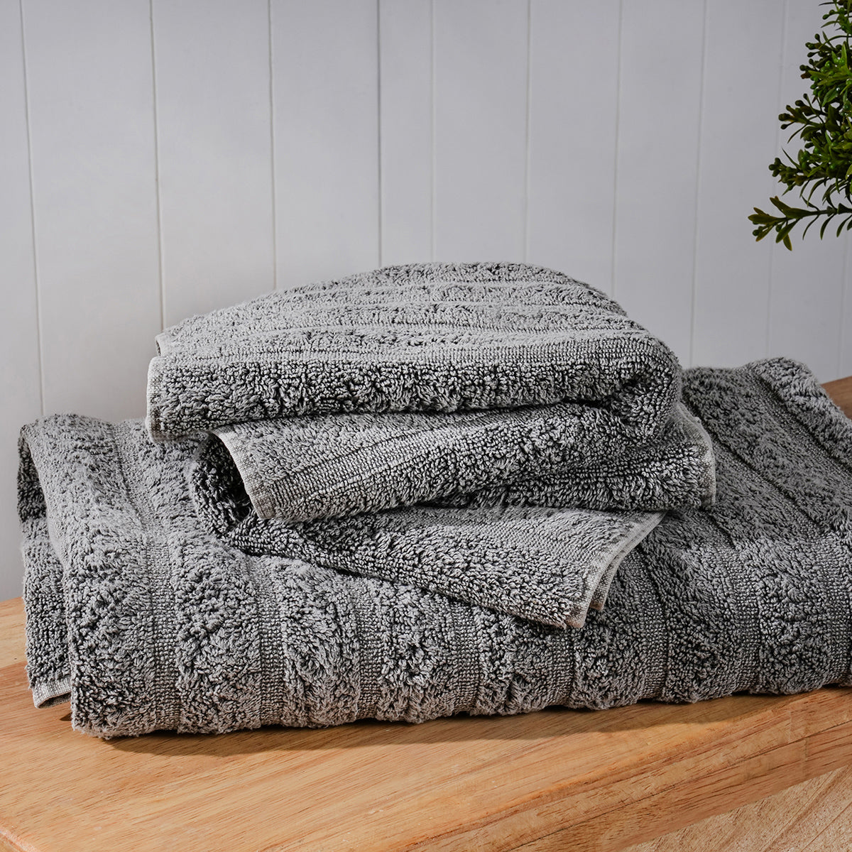 Mellow Mesh Premium distressed Grey Towel Set