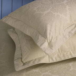 Evander Self Jacquard Beige Bed Sheet with Pillow Case