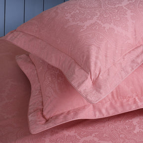 Evander Self Jacquard Pink Bed Sheet with Pillow Case