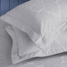 Evander Self Jacquard White Bed Sheet with Pillow Case