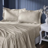 Isadora Self Jacquard Beige Bed Sheet with Pillow Case