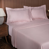 Aurelius Self Jacquard 100% Cotton Pink Bed Sheet with Pillow Case