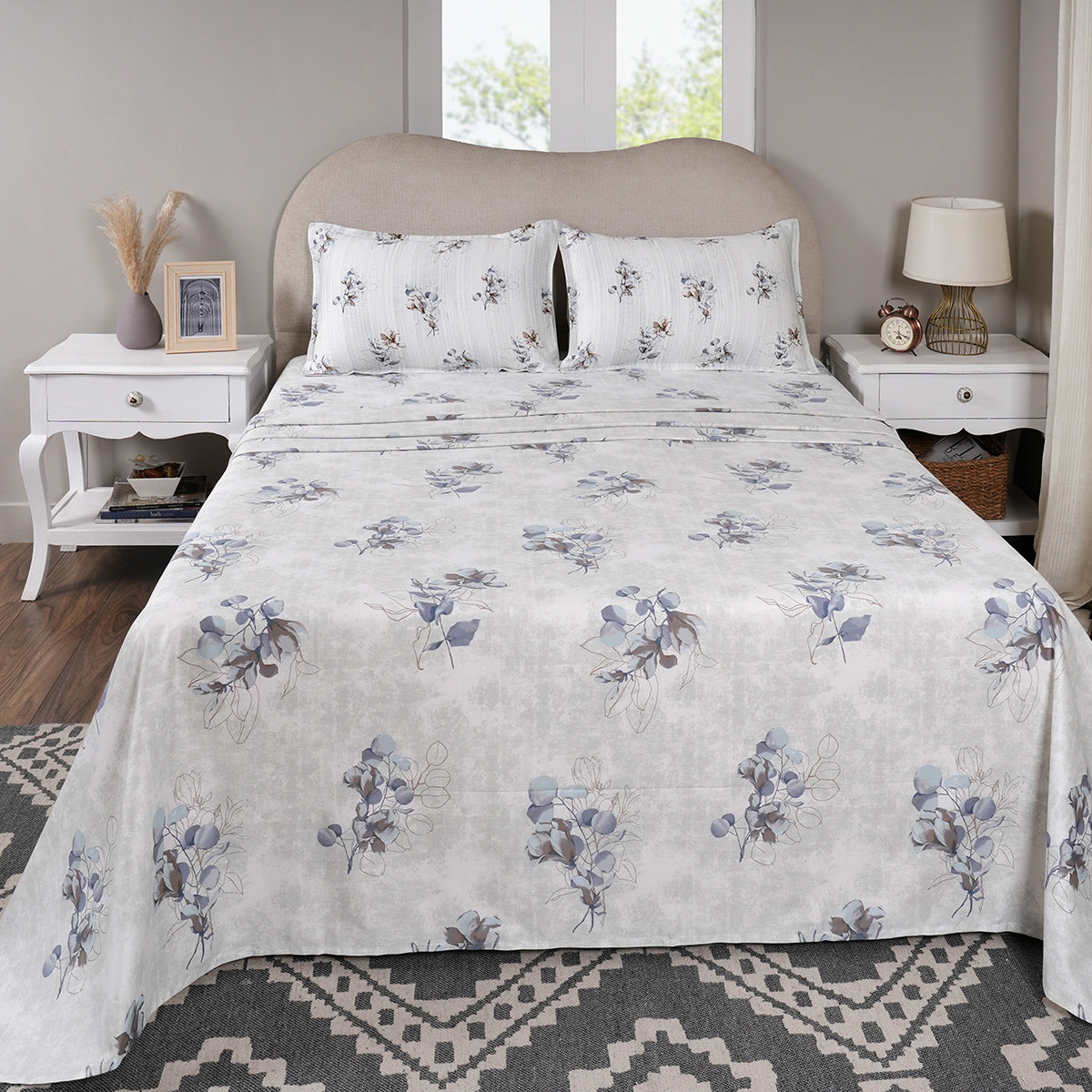 Sensory Bloom Everbloom 100% Cotton Blue Bed Sheet with Pillow Case