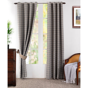 Bliss Check Jaccard 2PC Blue Curtain Set