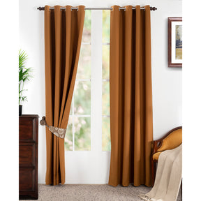 Husk Float Textured 2PC Gold Curtain Set