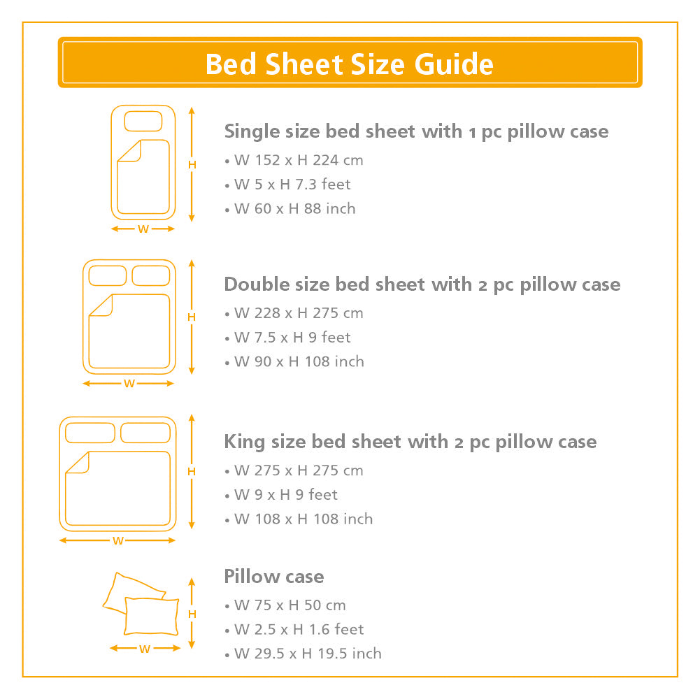 Royal Botanic 200TC Orental Grid 100% Cotton Bed Sheet With Pillow Case