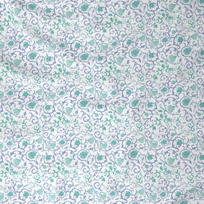 Modern Sanctuary Ethnic Scroll Printed 200 TC 100% Cotton Blue Bed Sheet