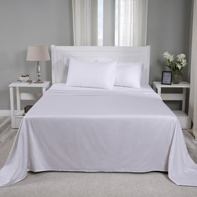 Viola 100%Cotton Solid White Bed Sheet With Pillow Case