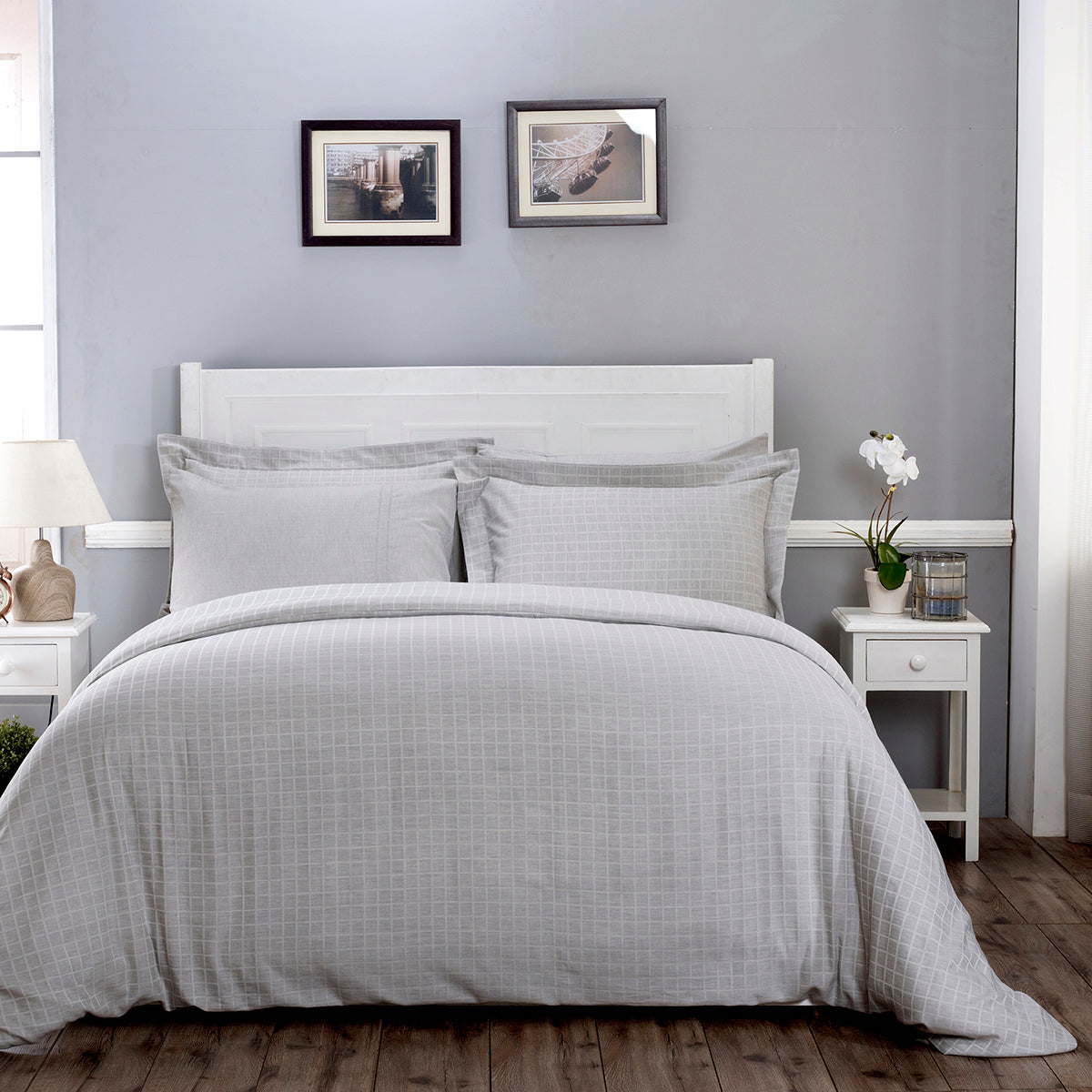 Bliss Reversible Made With Egyptian Cotton Ultra Soft Grey Duvet Cover with Pillow Case