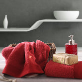 Colorart Embedded Stripe Lacquer Red Towel