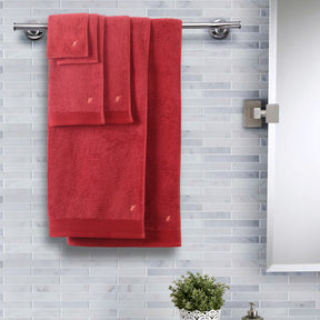 Colorart Embedded Stripe Lacquer Red Towel