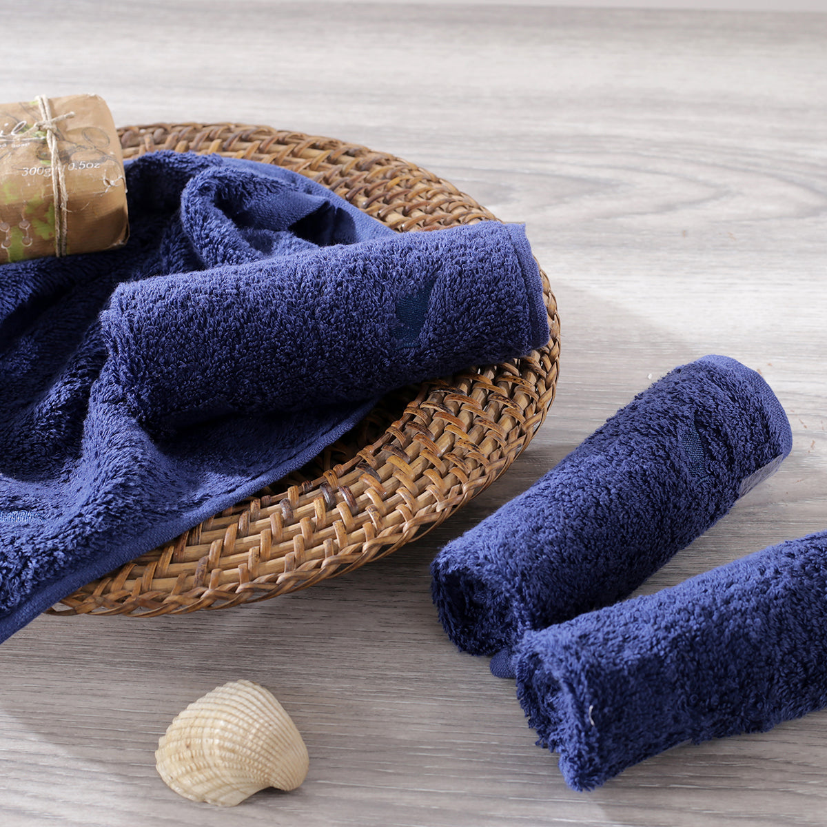 Colorart Embedded Stripe Navy Towel