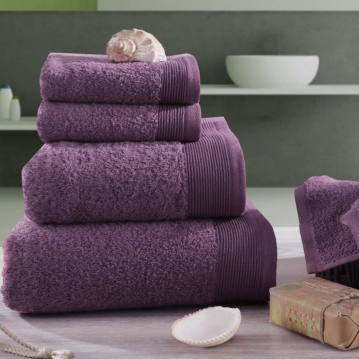 Colorart  Embedded Stripe Shadow Purple Towel