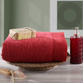 Colorart Embedded Stripe Lacquer Red Towel