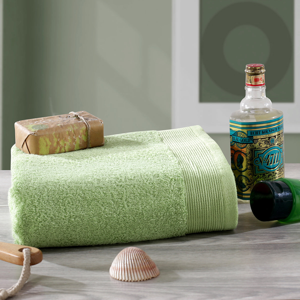 Colorart Embedded Stripe Jasmine Green Towel