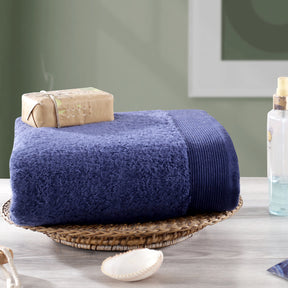 Colorart Embedded Stripe Navy Towel