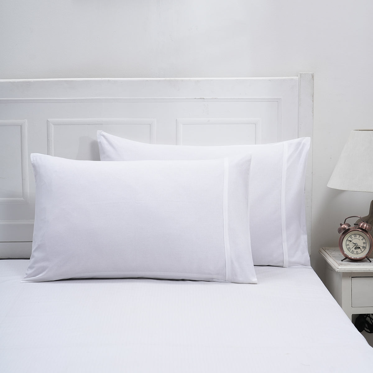 Eden Solid 100% Cotton White 2PC Pillow Case Set