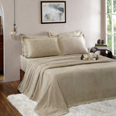 Tranquil Essence Burb Slub Viscose Blend Weaved Beige Bed Cover