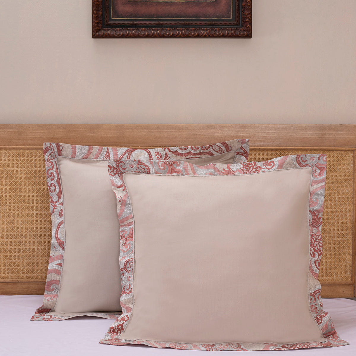 Exotic Heritage Modern Paisely Red 2 PC Pillow Case Euro Set