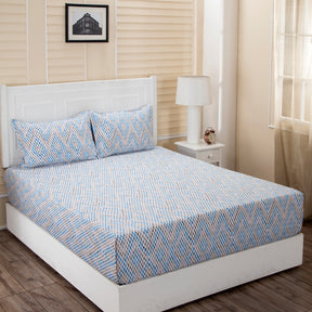 Donatella Correll Printed 200 TC 100% Cotton Blue Bed Sheet